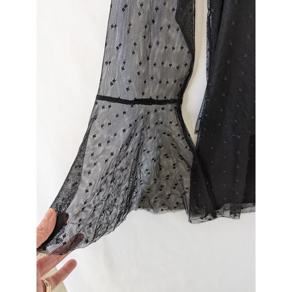 Lane Bryant‎ Womens Black Mesh Embroidered Witchy Wimsygoth Boho Top Size 14/16 - Picture 3 of 10